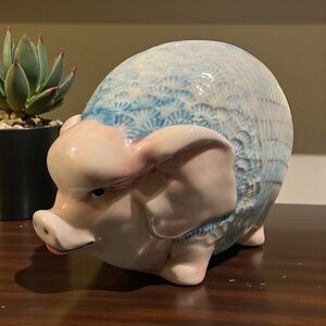 Italian La Ceramica VBC Piggy Bank - Vintage Blue & Pink hand-painted bank!
